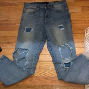 Distressed girlfriend jeans.